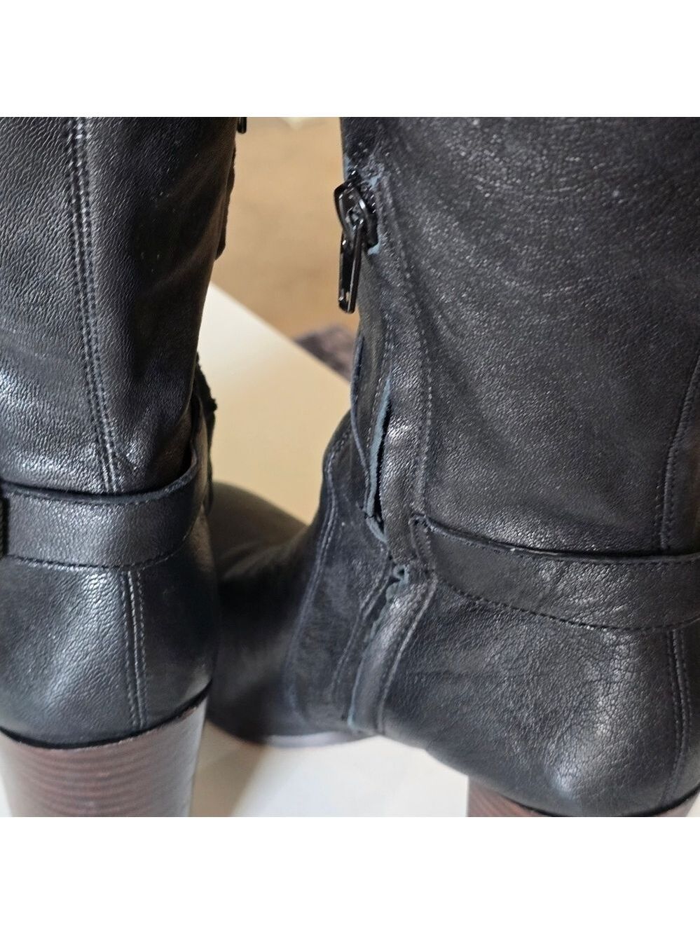Sam Edelman Lucy Soft  Black Leather Knee-High Riding Boots Size 10 - Picture 8 of 14